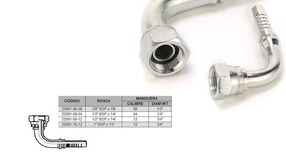 Imagen de HEMBRA CODO 90° 1/2" BSP X 14F 12 MANG.3/4" CONICO
